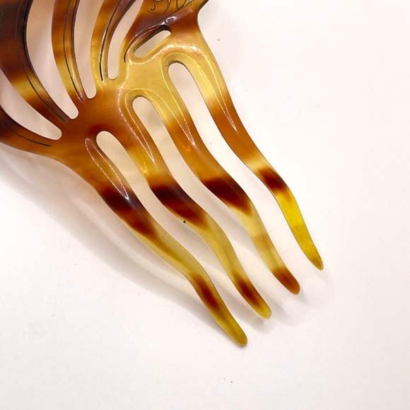 Vintage Tortoiseshell Lucite Decorated Large Hair Comb - Picture 6 of 12
